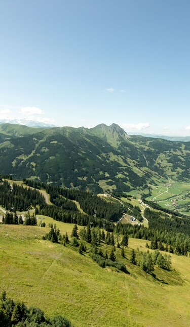 Blick vom Fulseck Spiegelsee und Gipfelexpress Dorfgastein